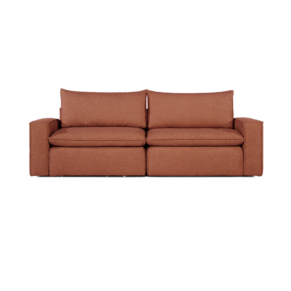 Boho sofa: COMO bouclé sofa in terracotta for a bohemian living room by Furni