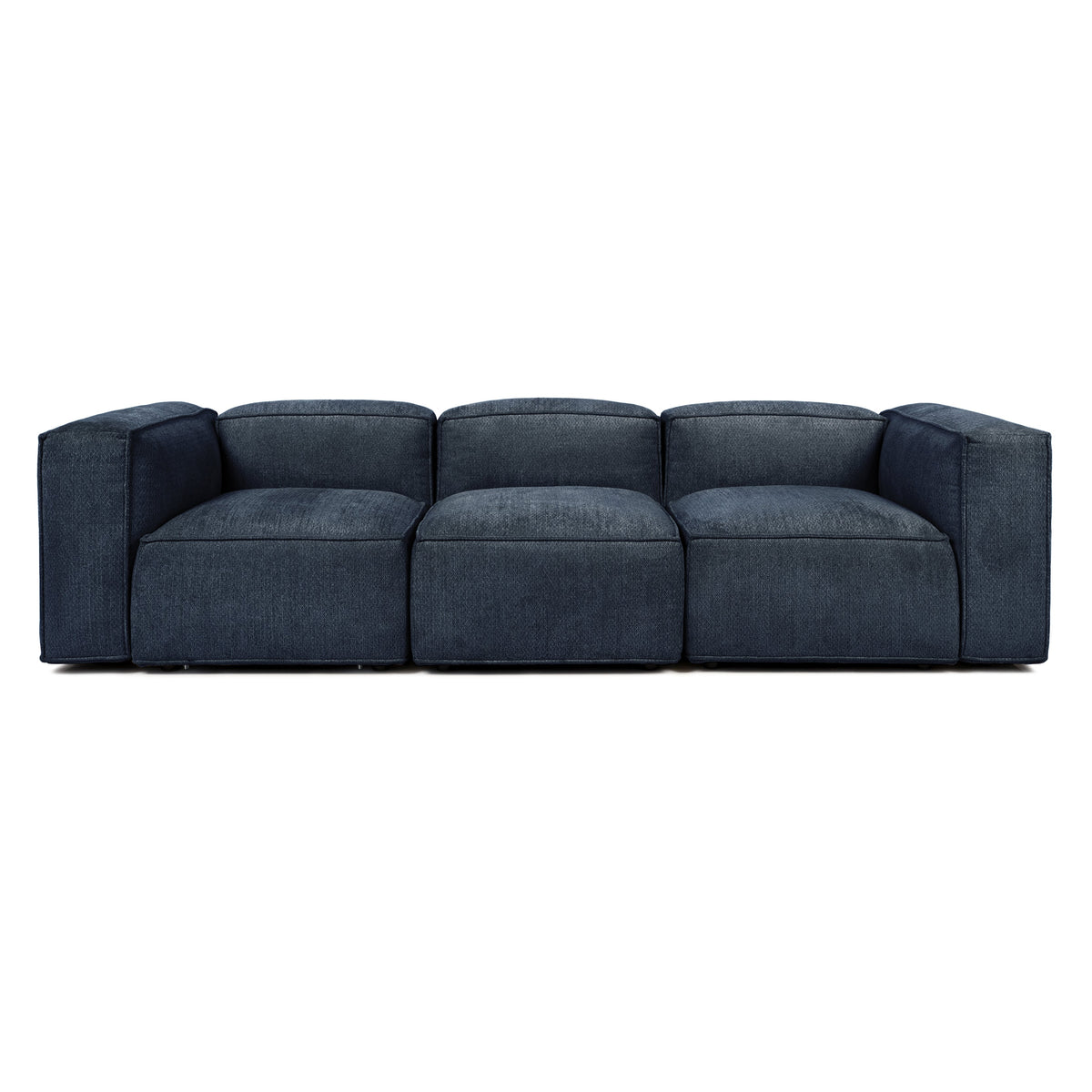 Chenillesoffa: PINOT 3-sits soffa i marinblå chenille Retro Bliss