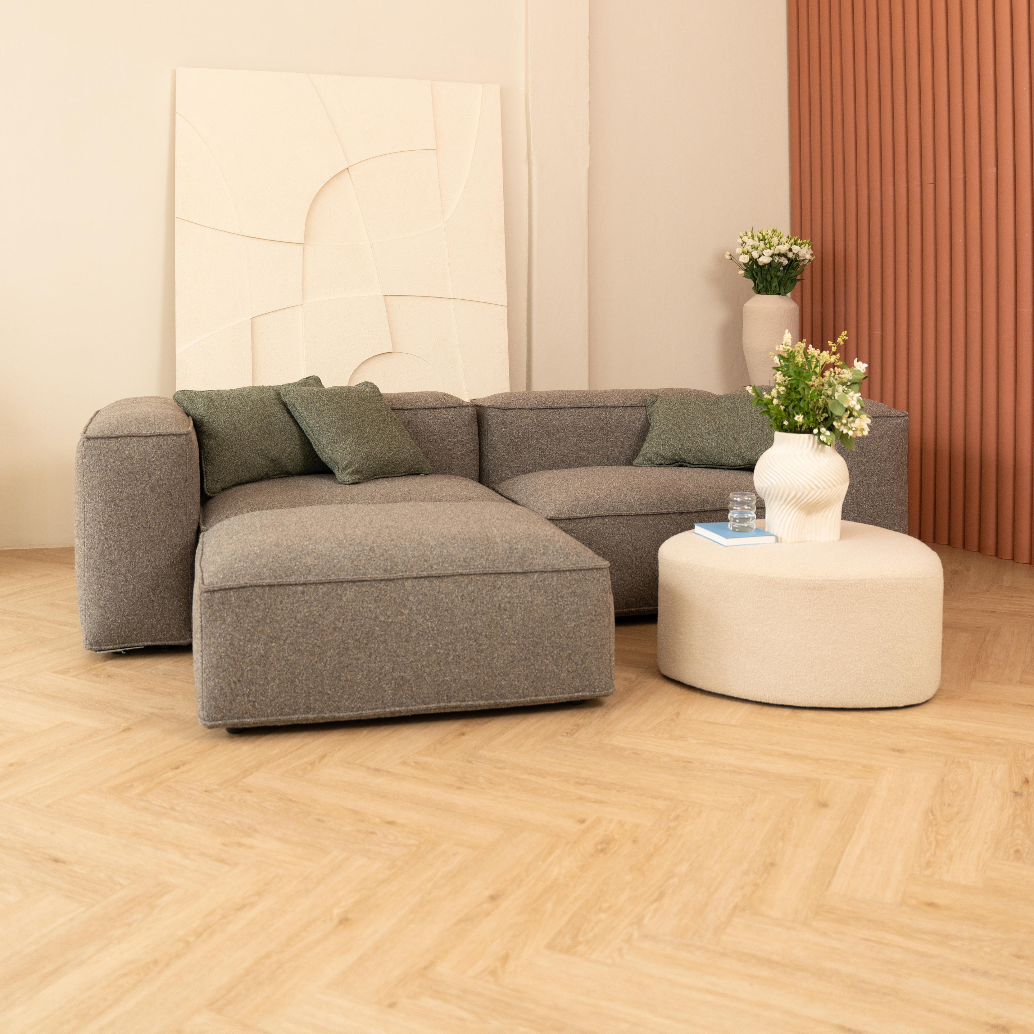Modulares Ecksofa Merlot 5-Sitzer niedrige Armlehnen