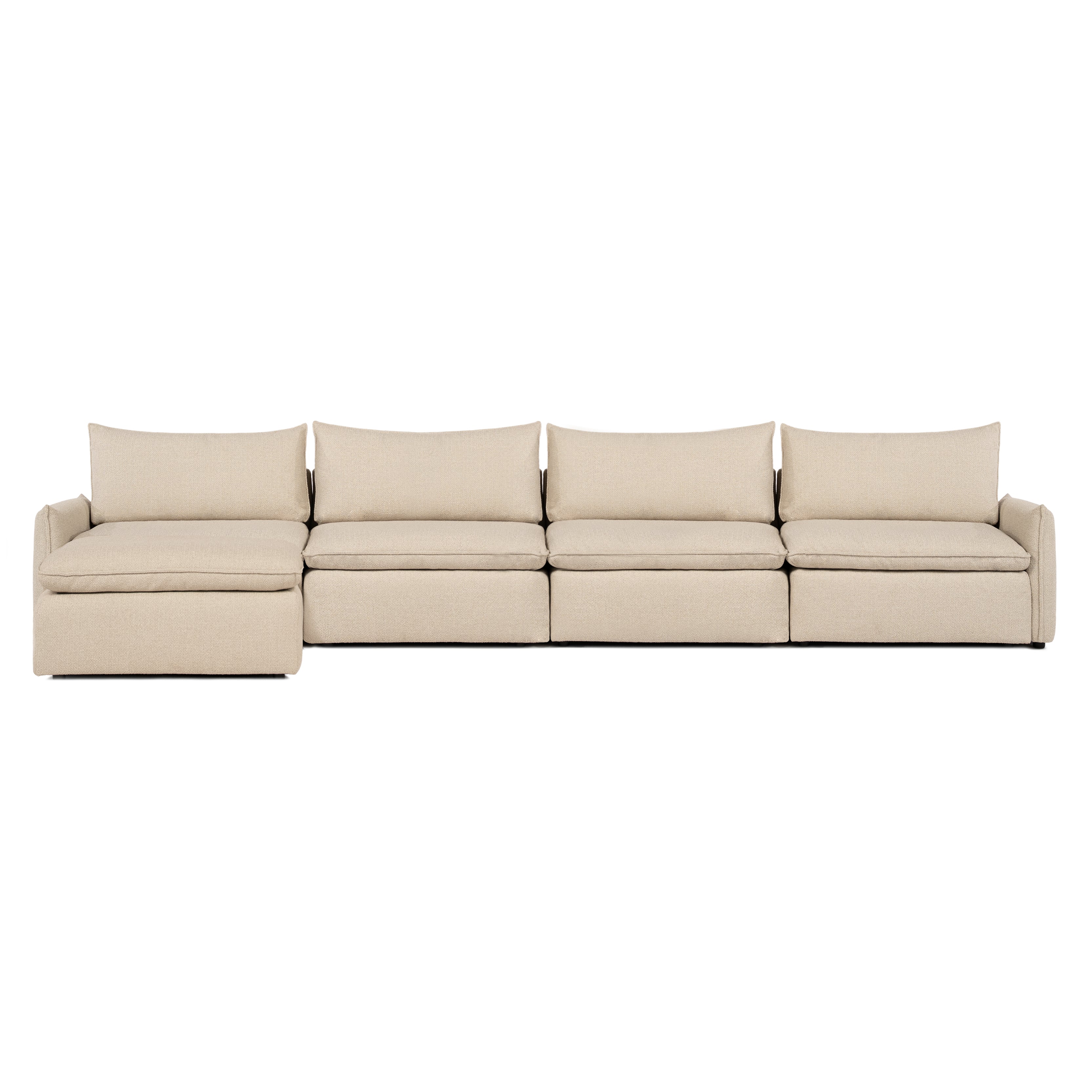 Sofa COMO | 4 Seater | Longchair | Arms Low | Beige