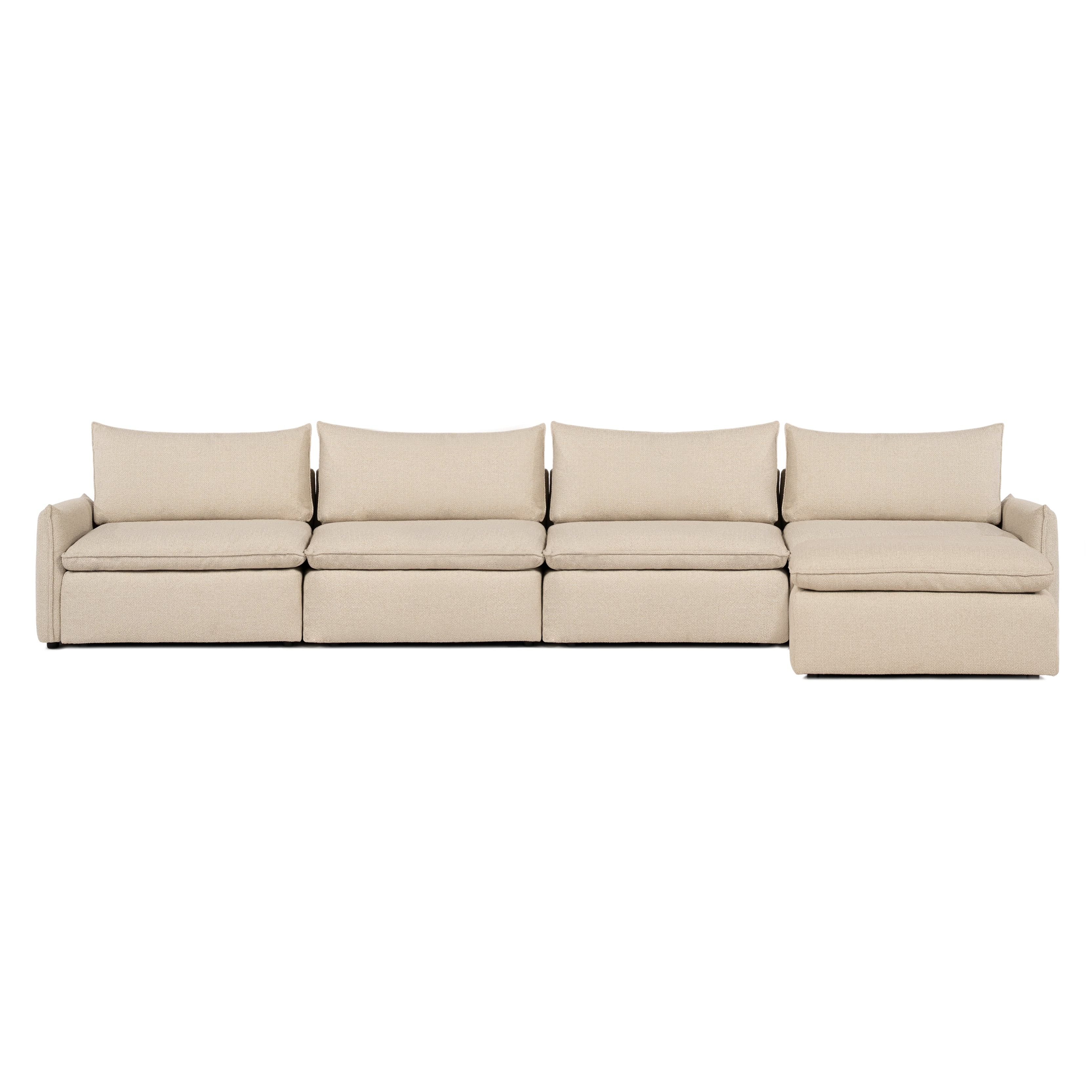 Sofa COMO | 4 Seater | Longchair | Arms Low | Beige