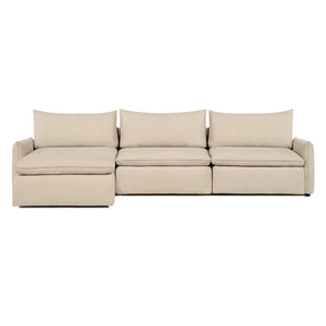 Sofa COMO | 3 Seater | Longchair | Arms Low | Beige