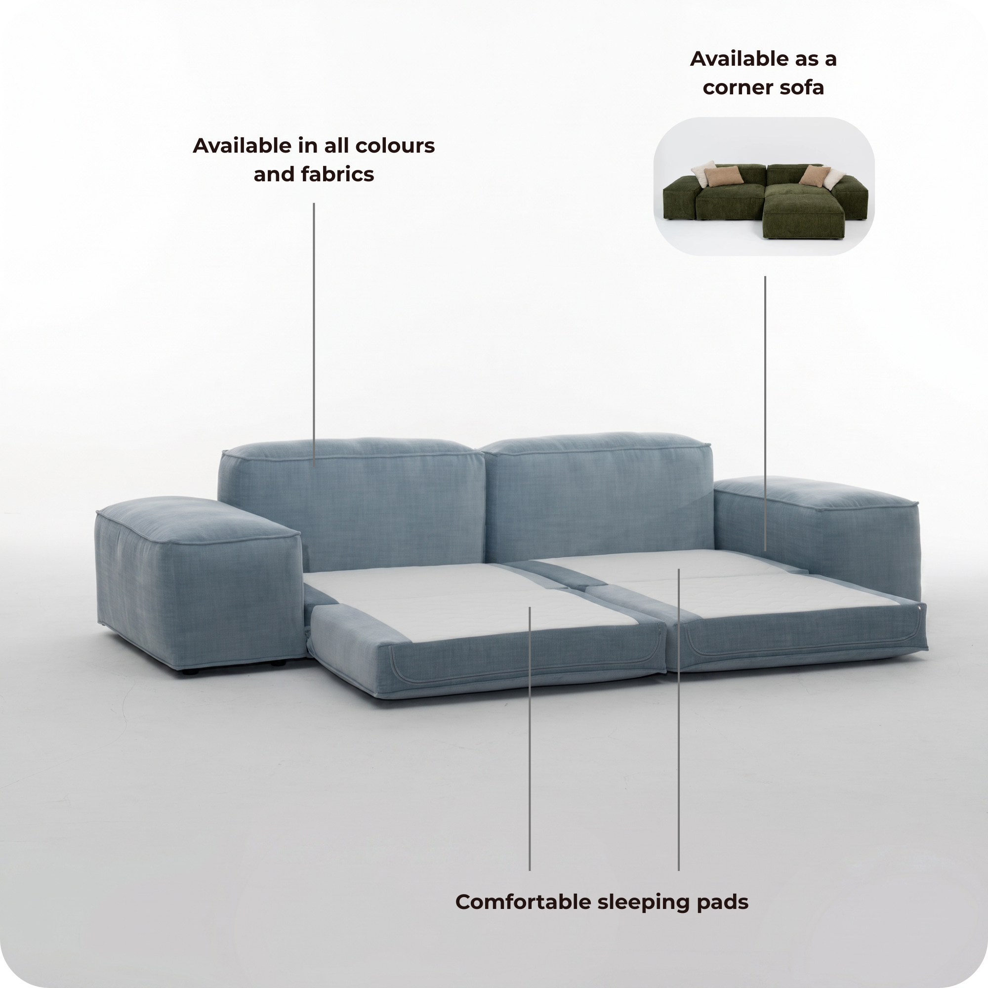 Merlot Modular Sofa 3-Seater Low armrests