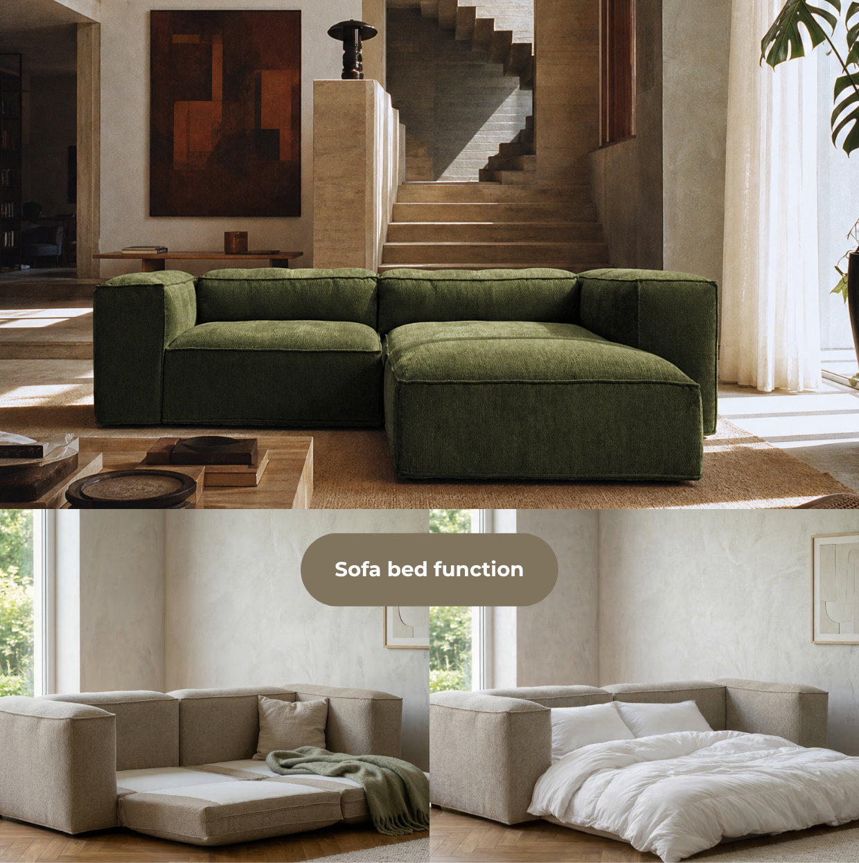 Merlot Modular Corner Sofa 3-Seater Longchair High armrests