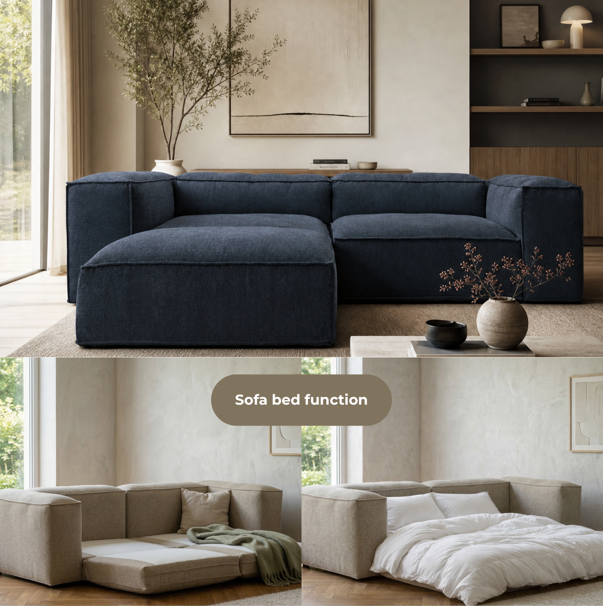 Merlot Modular Corner Sofa 3-Seater Longchair High armrests