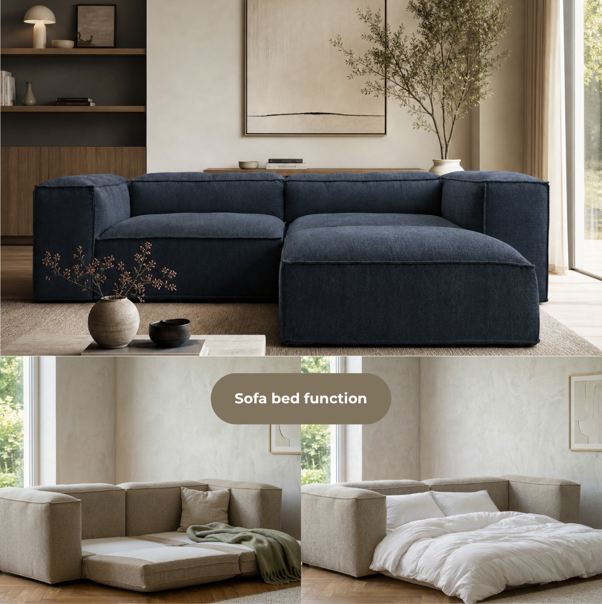 Merlot Modular Corner Sofa 3-Seater Longchair High armrests
