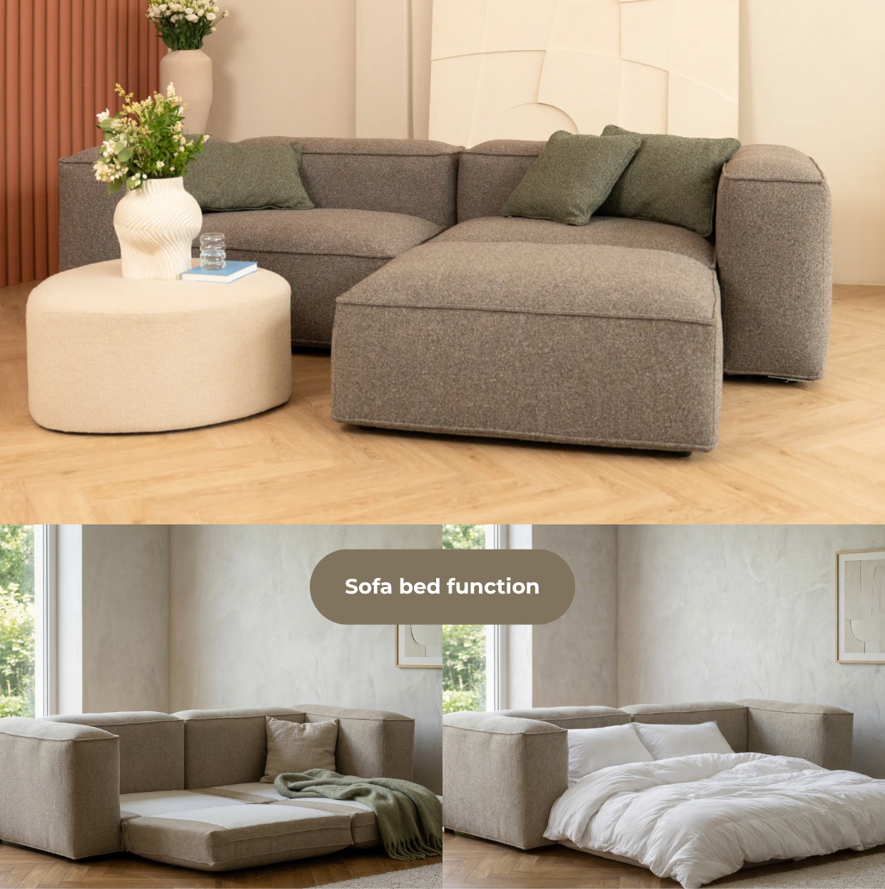 Merlot Modular Corner Sofa 3-Seater Longchair High armrests