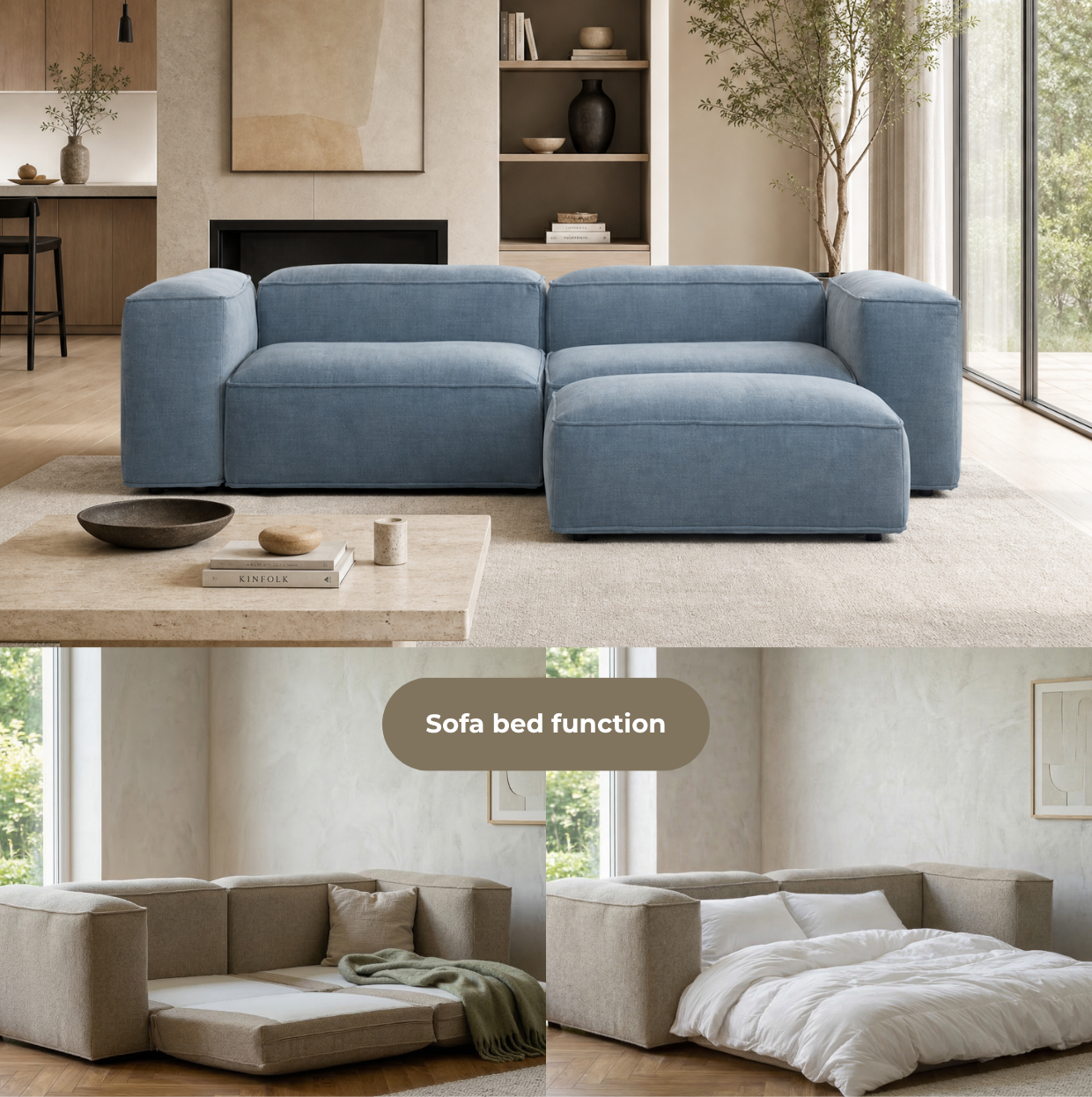 Merlot Modular Corner Sofa 3-Seater Longchair High armrests