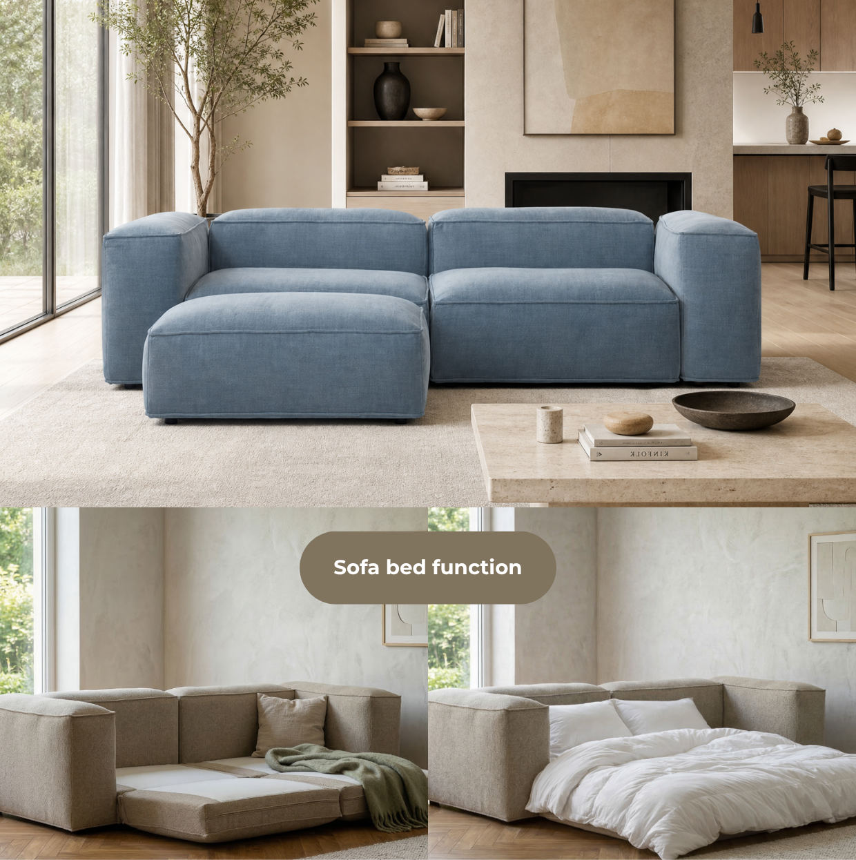 Merlot Modular Corner Sofa 3-Seater Longchair High armrests