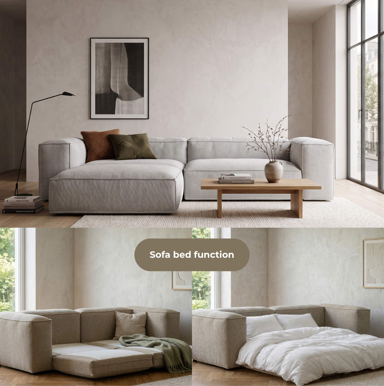 Merlot Modular Corner Sofa 3-Seater Longchair High armrests