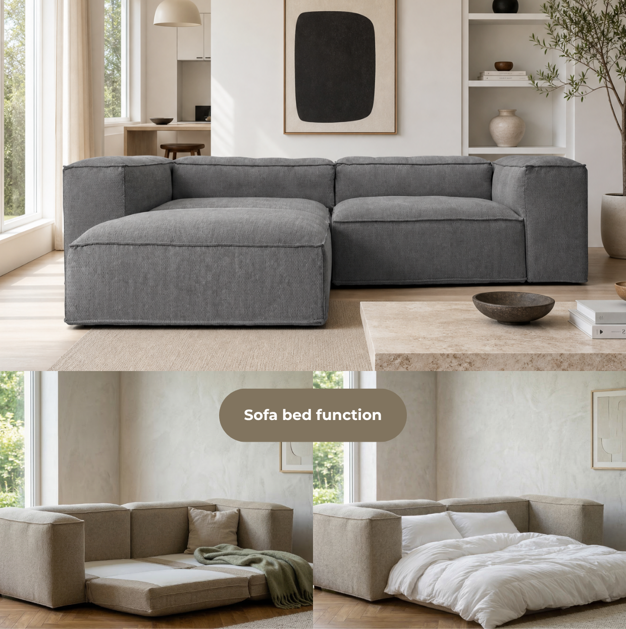 Merlot Modular Corner Sofa 3-Seater Longchair High armrests
