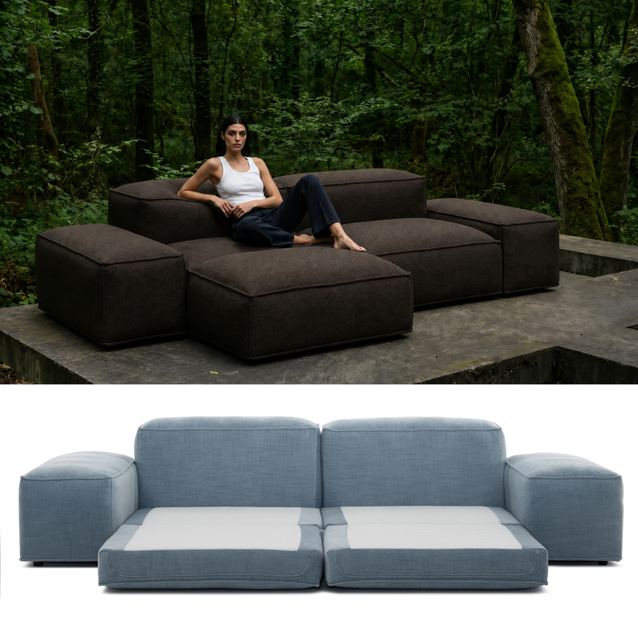 MERLOT corner sofa 3-seat low armrest — sleeping function detail, view 10