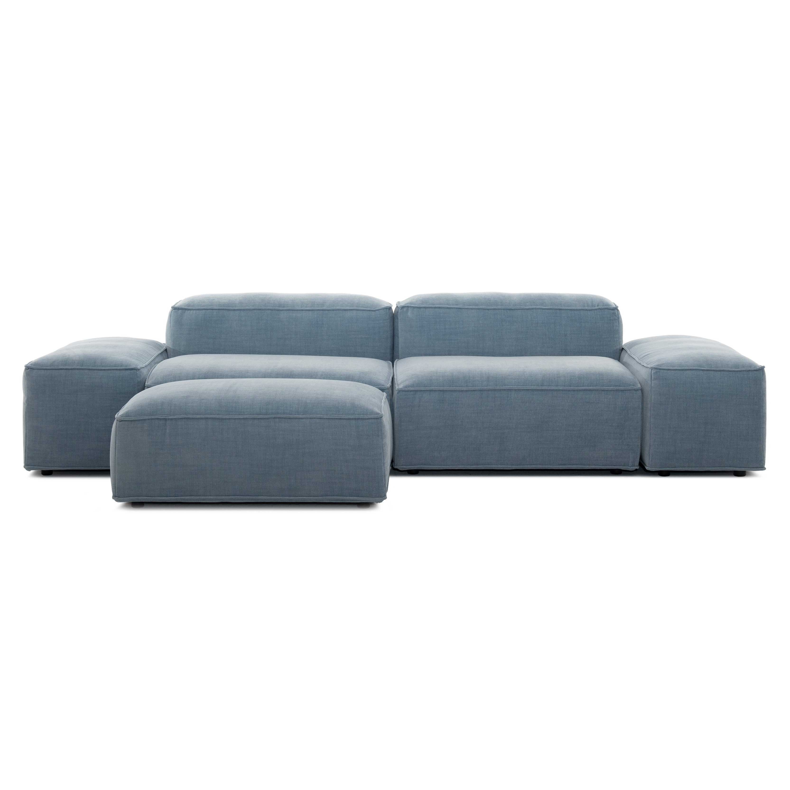 MERLOT corner sofa low armrest — Blekitny Golden 72, without sleeping function