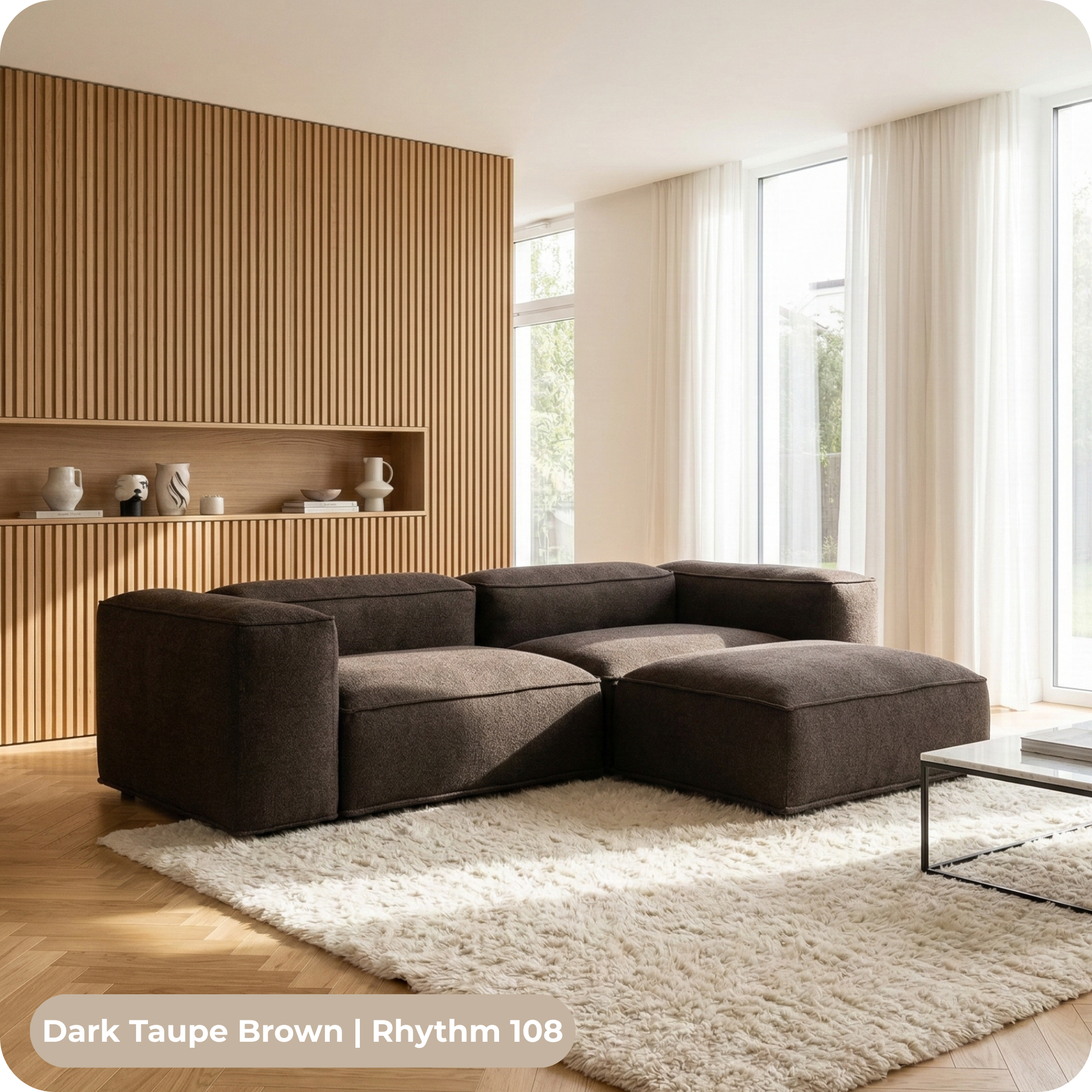 Merlot Modulares Ecksofa 3-Sitzer hohe Armlehnen