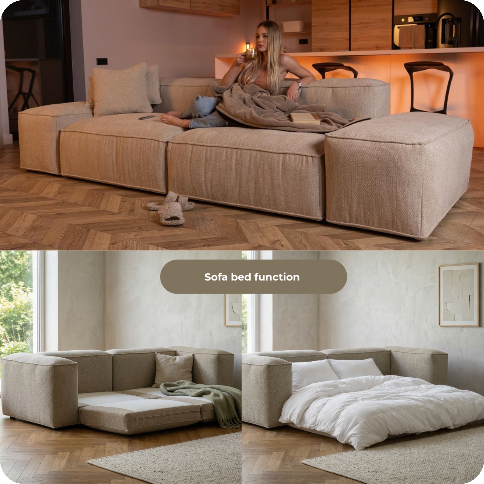 Merlot Modulsofa 3-Sitzer mit niedrigen Armlehnen