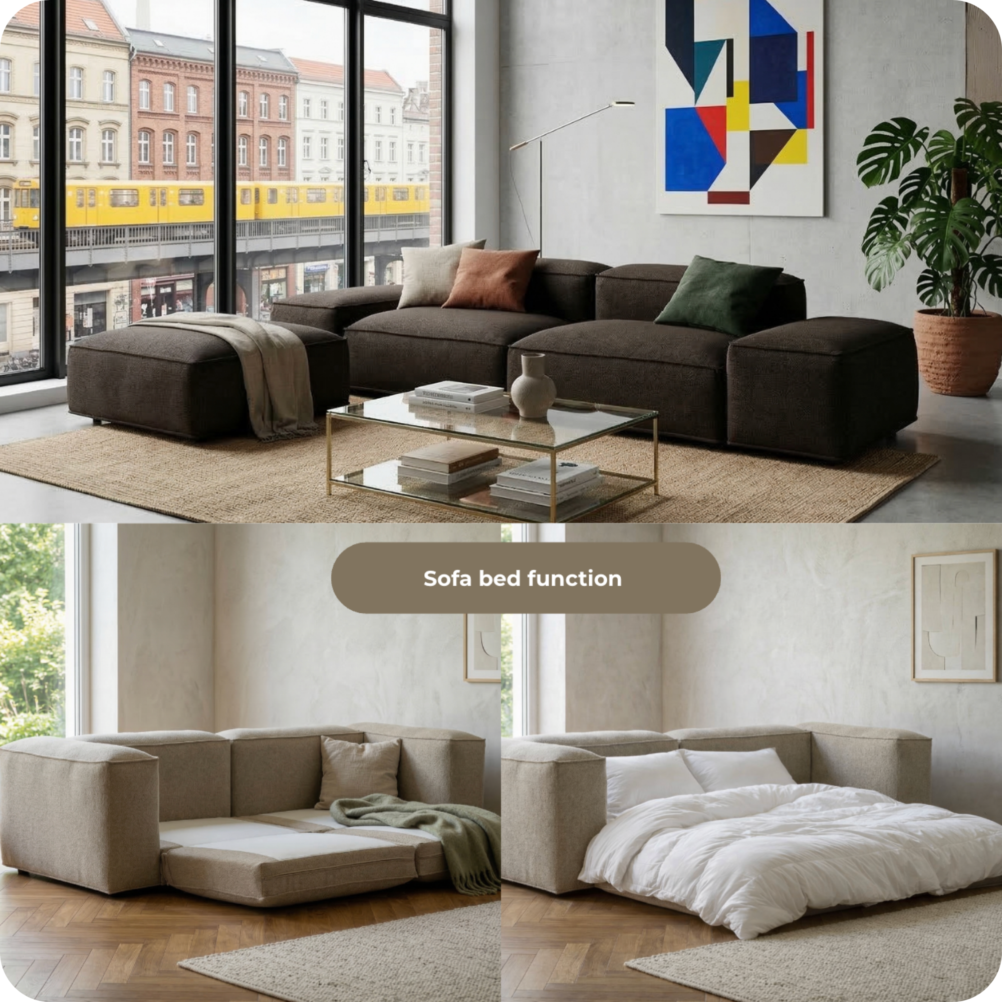 Merlot Modulsofa 3-Sitzer mit niedrigen Armlehnen