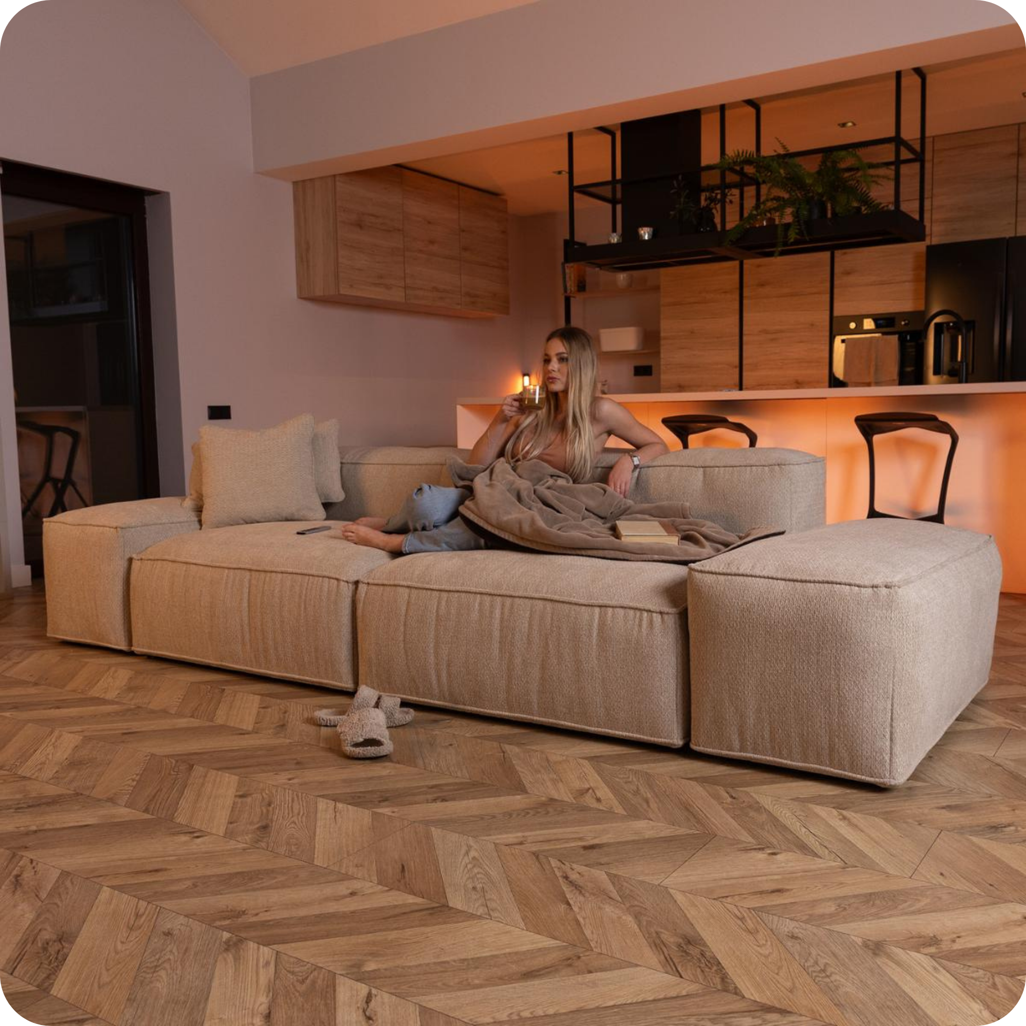 Merlot Modulsofa 3-Sitzer mit niedrigen Armlehnen