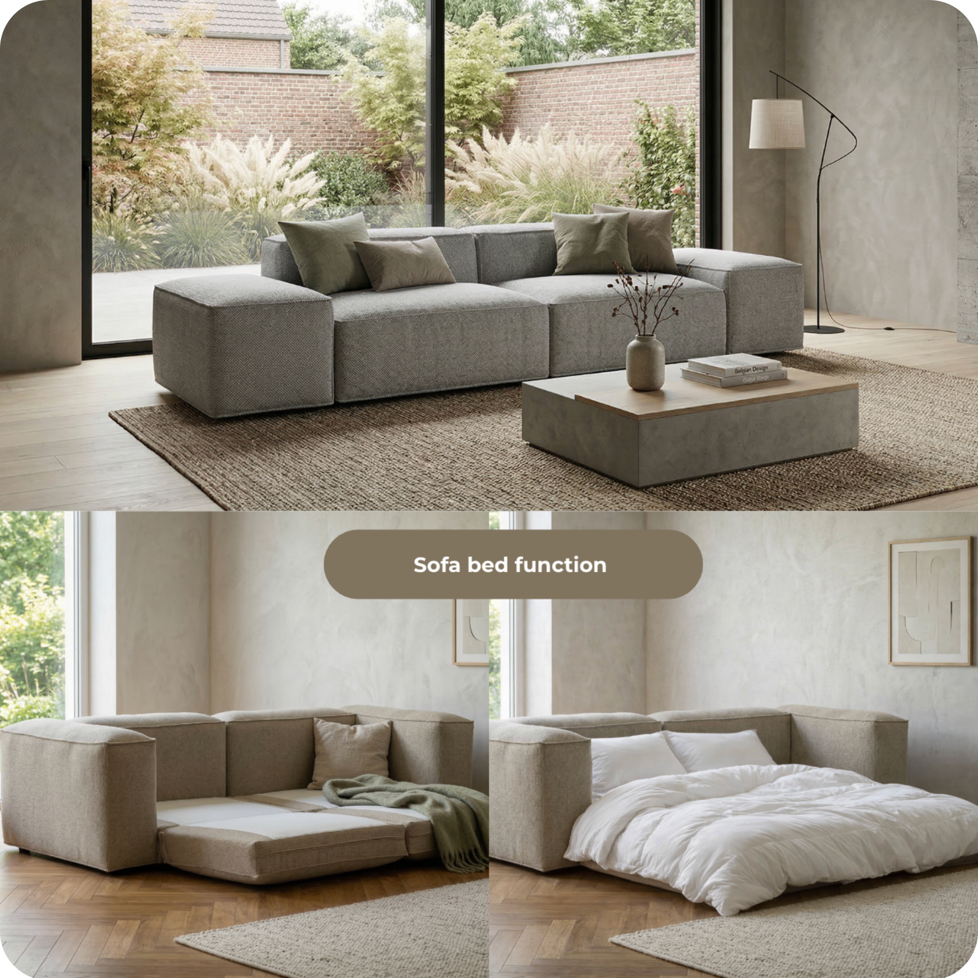 Merlot Modulsofa 3-Sitzer mit niedrigen Armlehnen