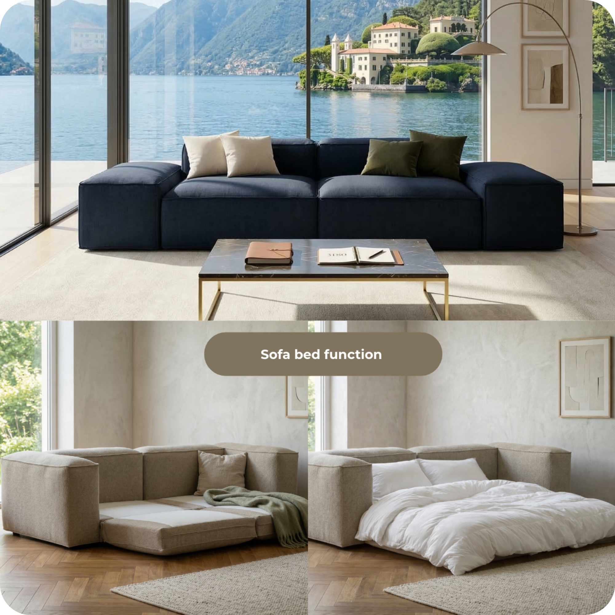 Merlot Modulsofa 3-Sitzer mit niedrigen Armlehnen