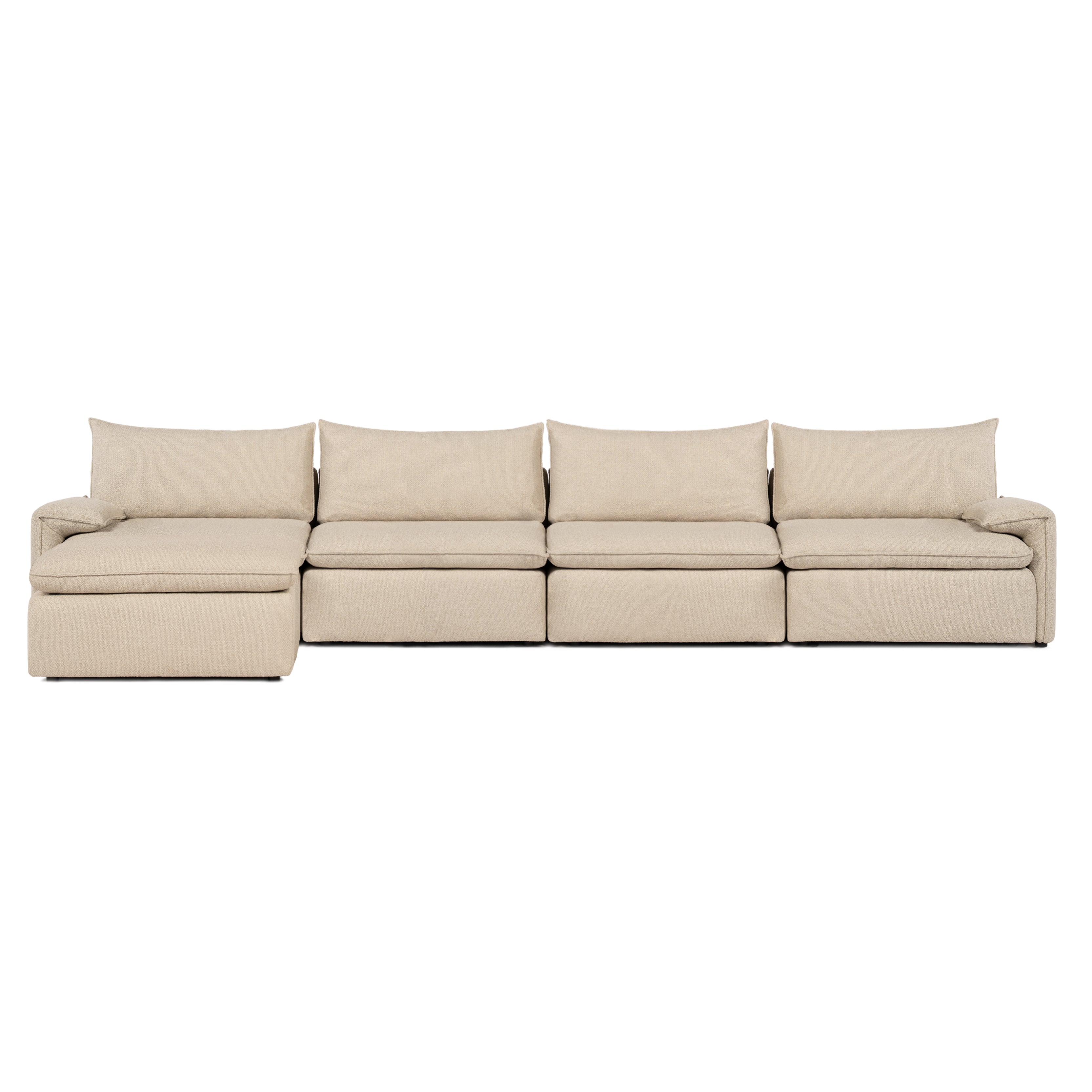 Sofa COMO | 4 Seater | Longchair | Arms Low | Beige