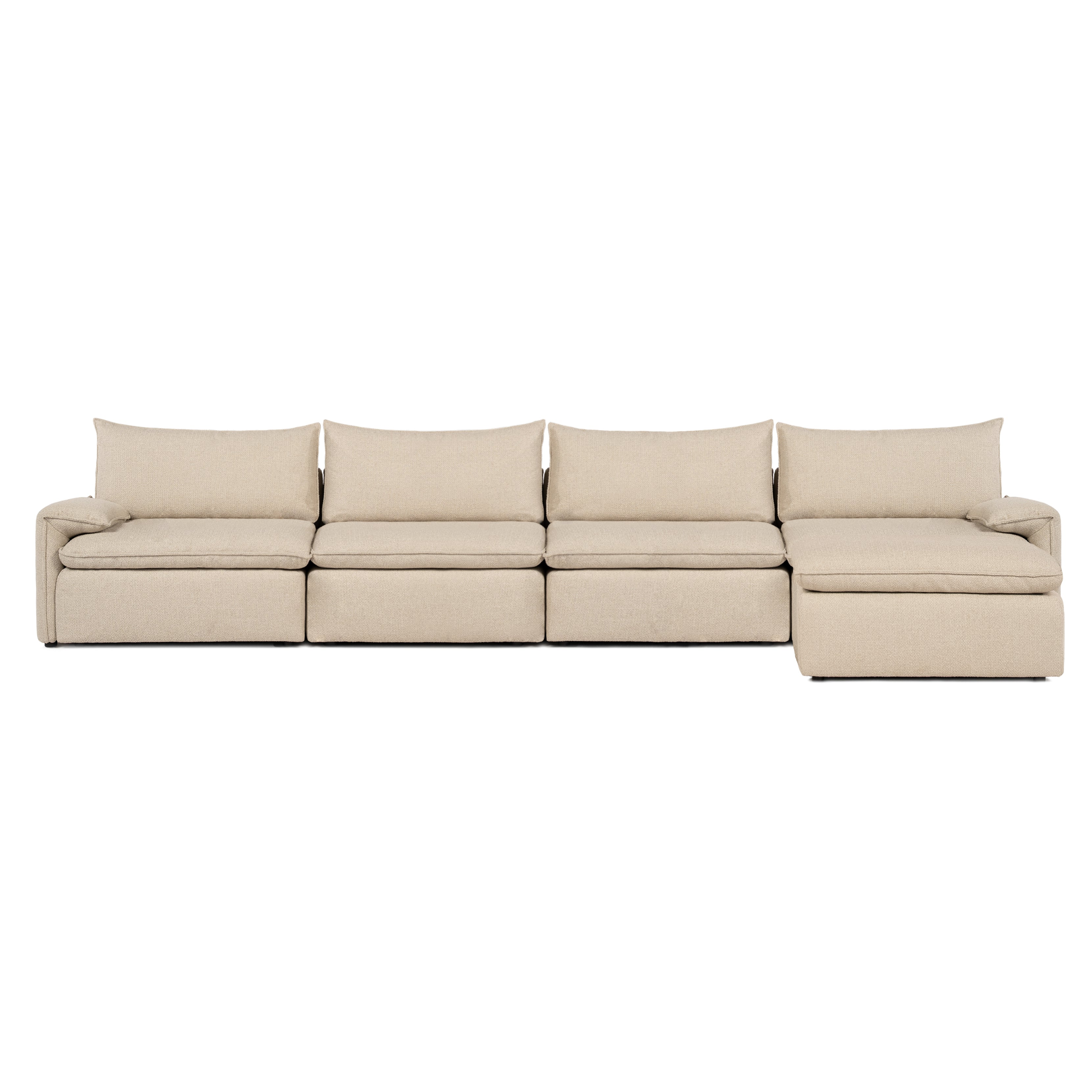 Sofa COMO | 4 Seater | Longchair | Arms Low | Beige