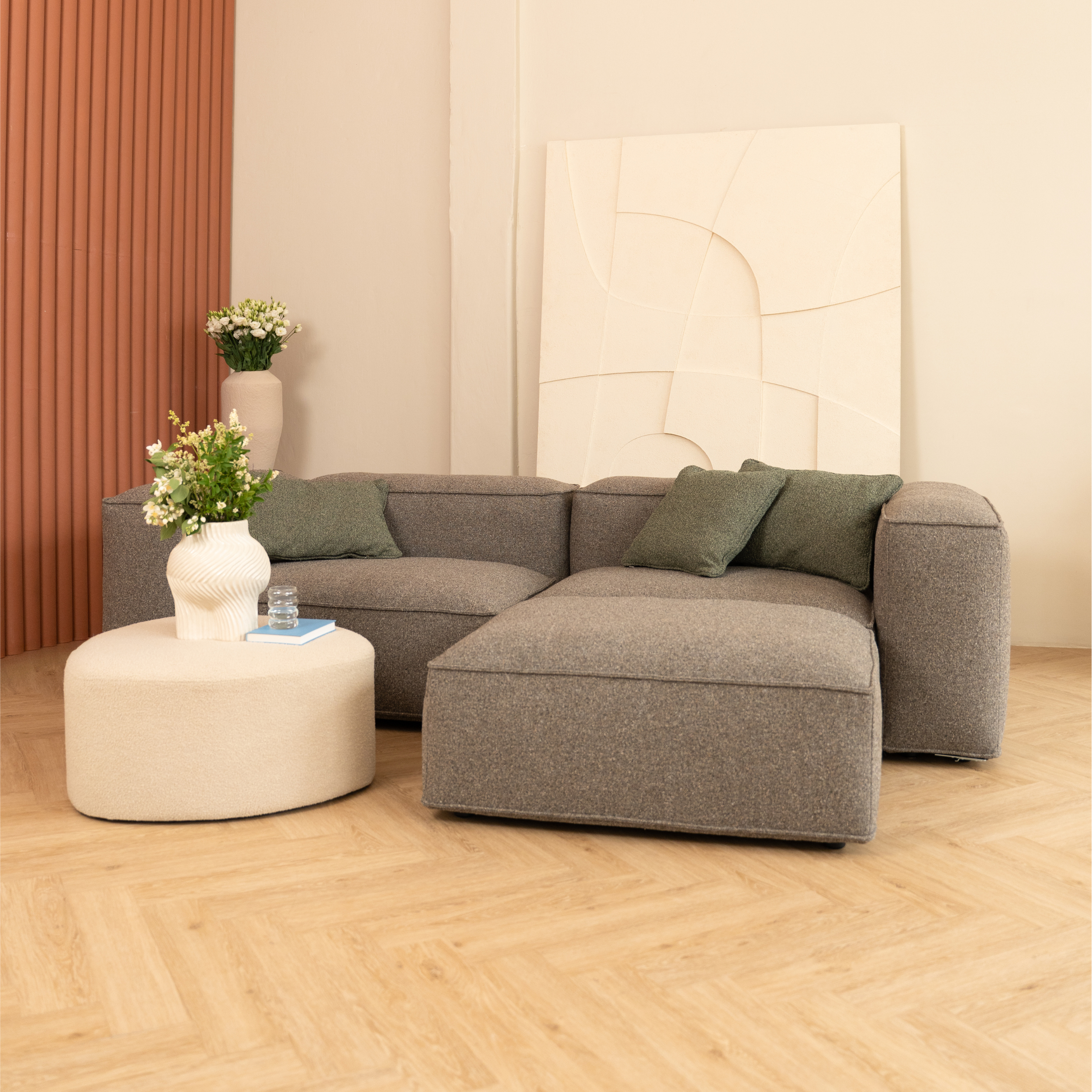 Merlot Modulares Ecksofa 3-Sitzer hohe Armlehnen