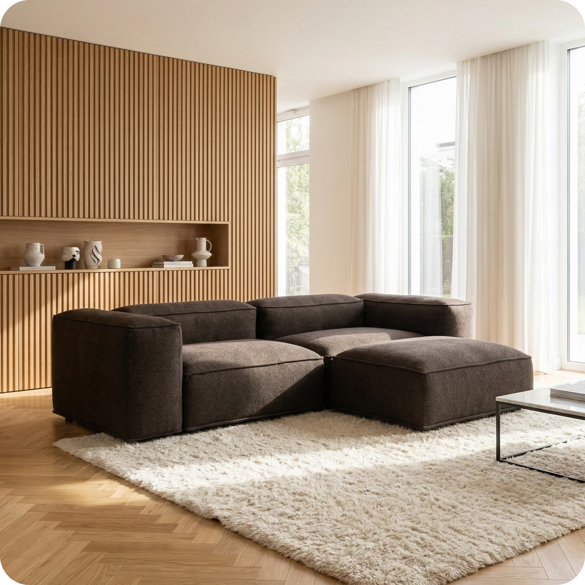 MERLOT Kollektion — modulares Sofa in Retro Bliss Boucé von Furni