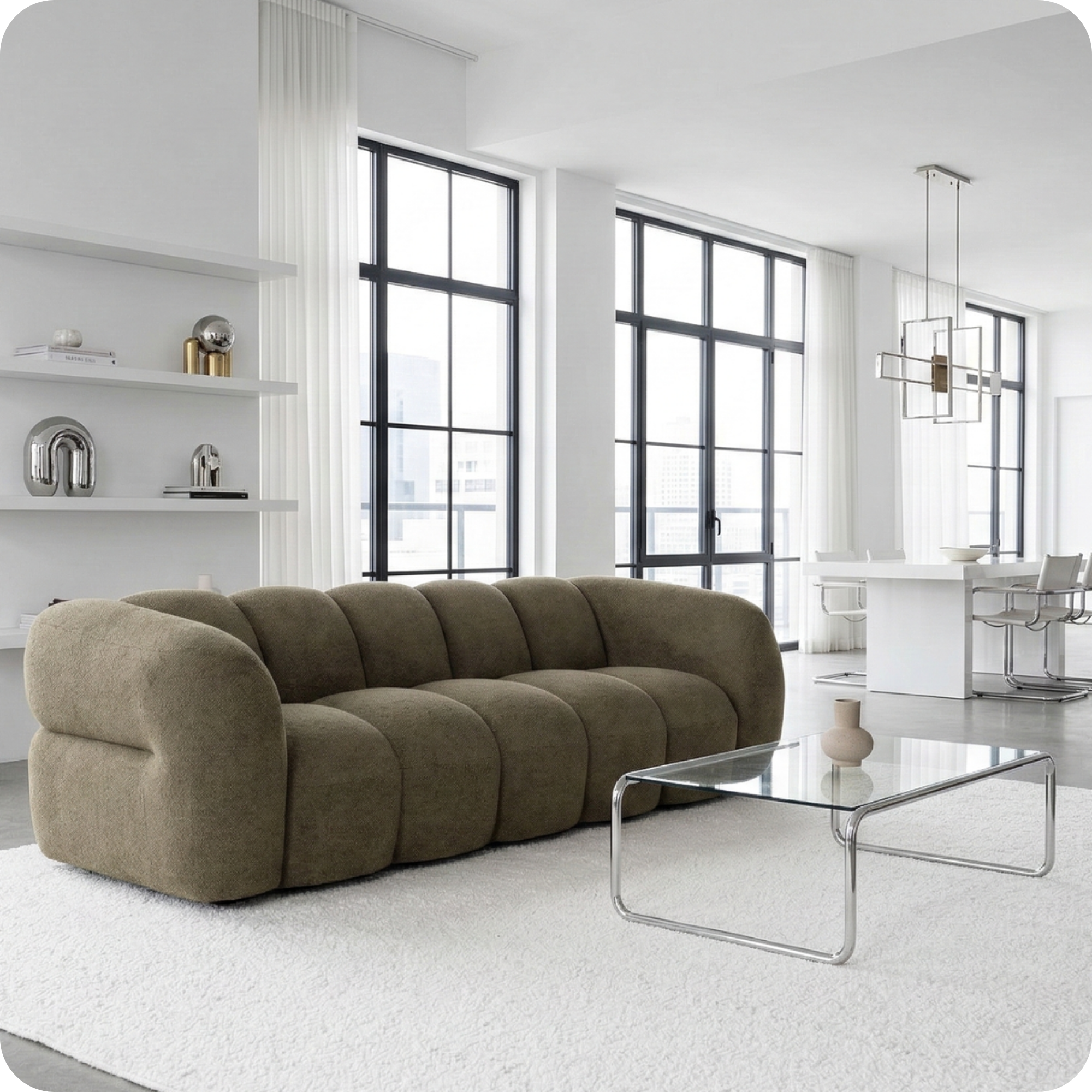 Lugano Khaki Olijfgroen Woonkamer Interieur Furni