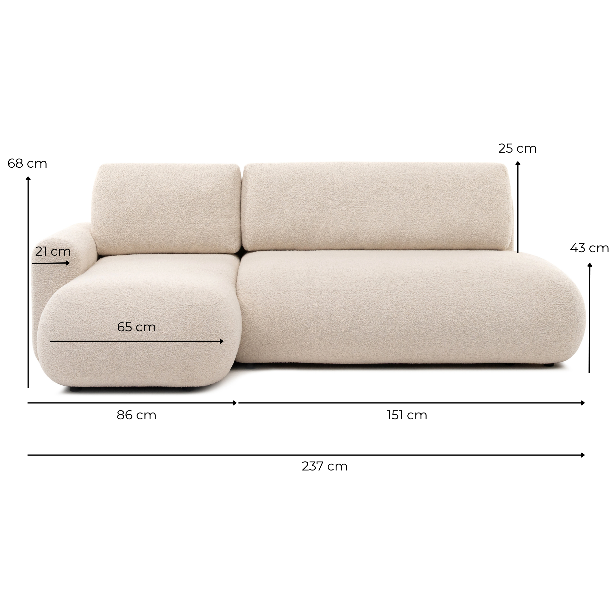 Torino 3-Seater Corner Sofa with Pull-Out Bed