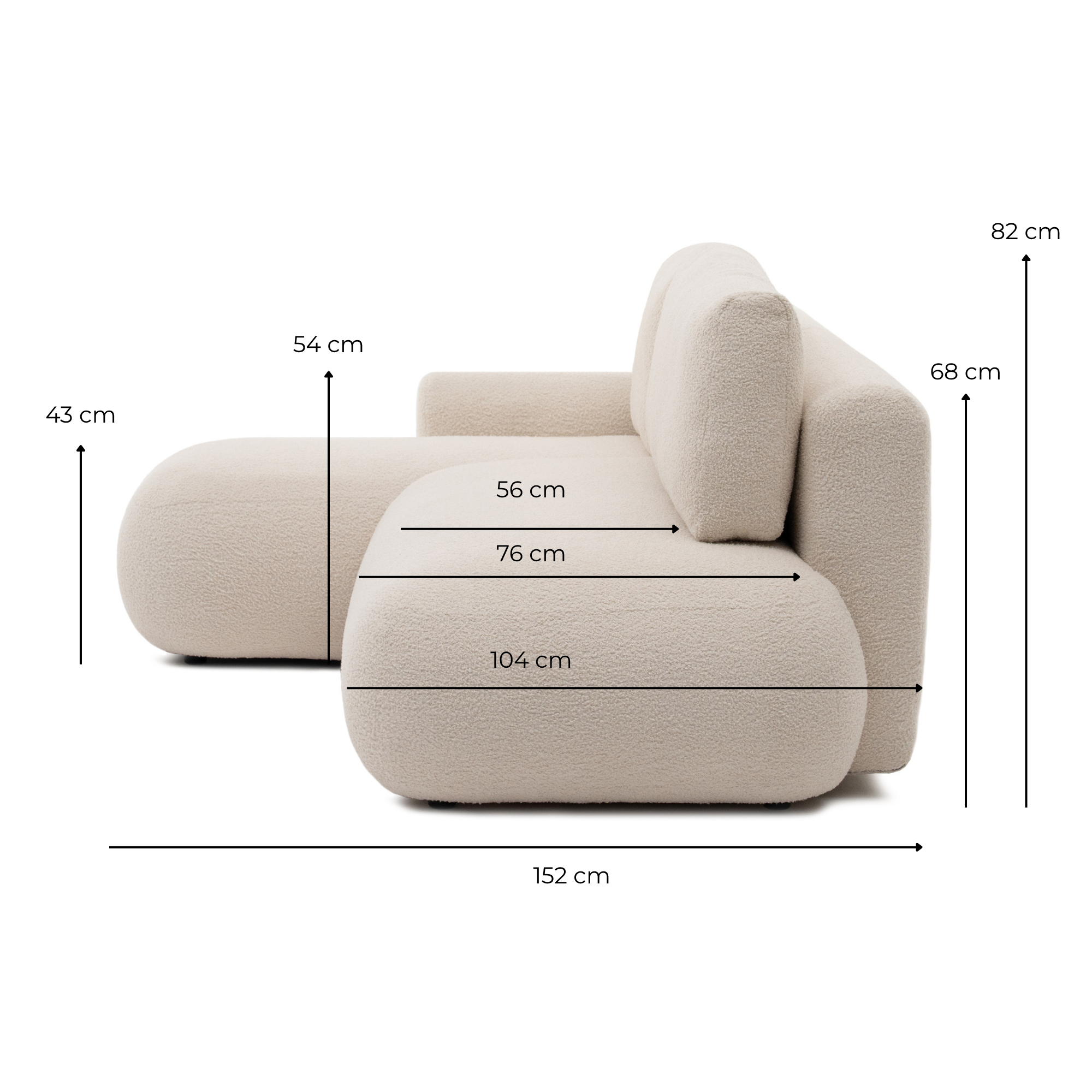 TORINO corner sofa 3-seat — total dimensions overview diagram