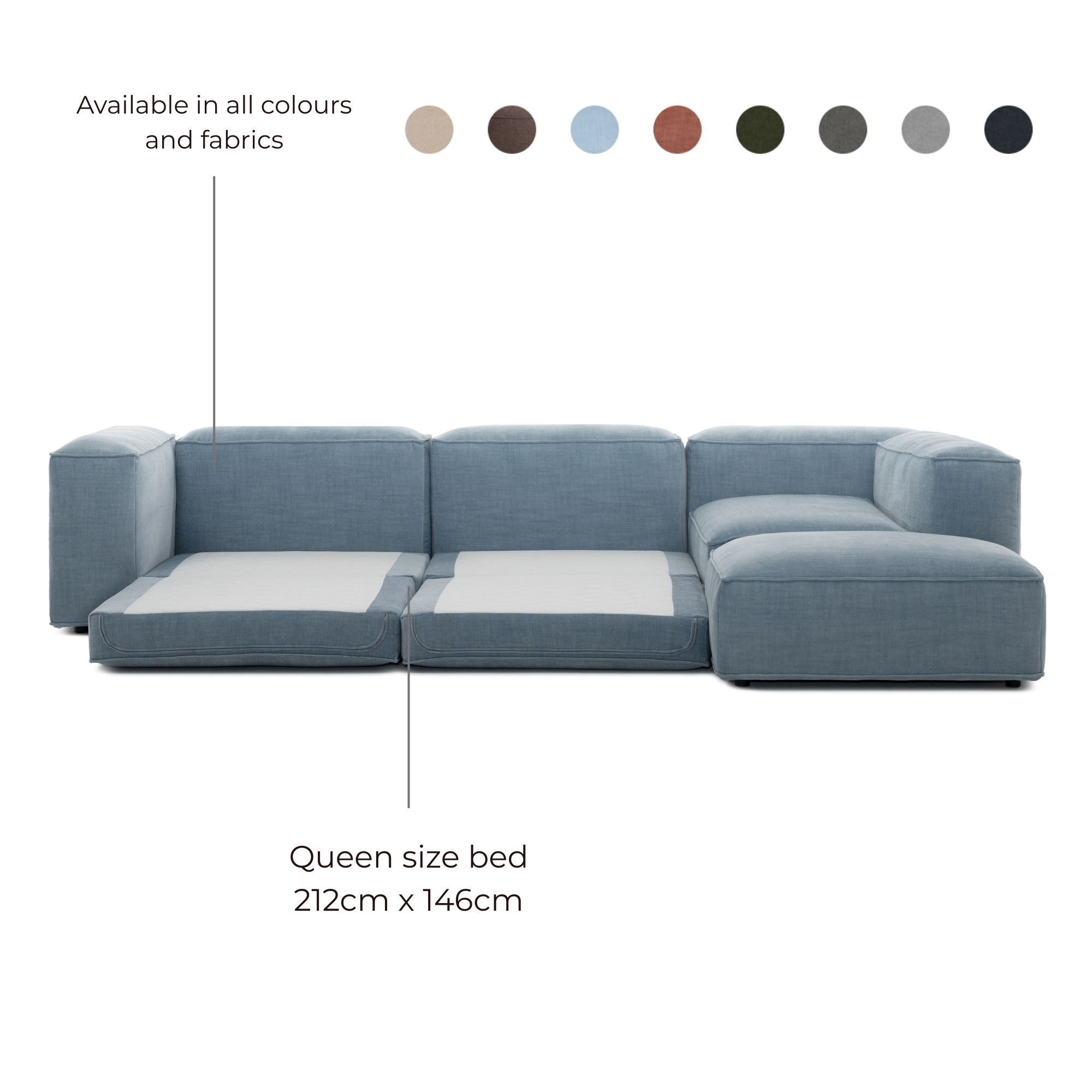 Merlot Modular Sofa 5-Seater Longchair Deep High armrests