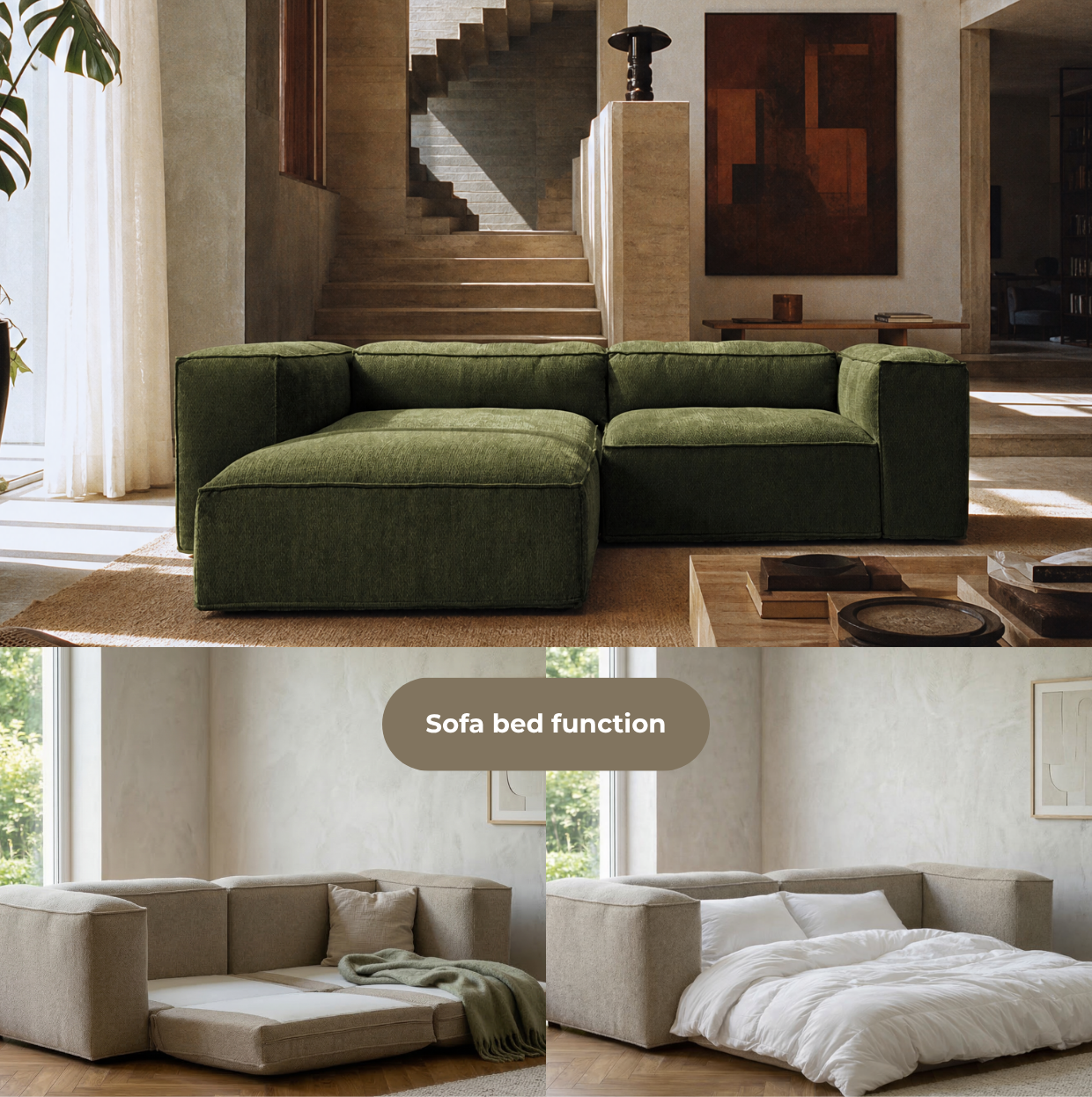 Merlot Modular Corner Sofa 3-Seater Longchair High armrests