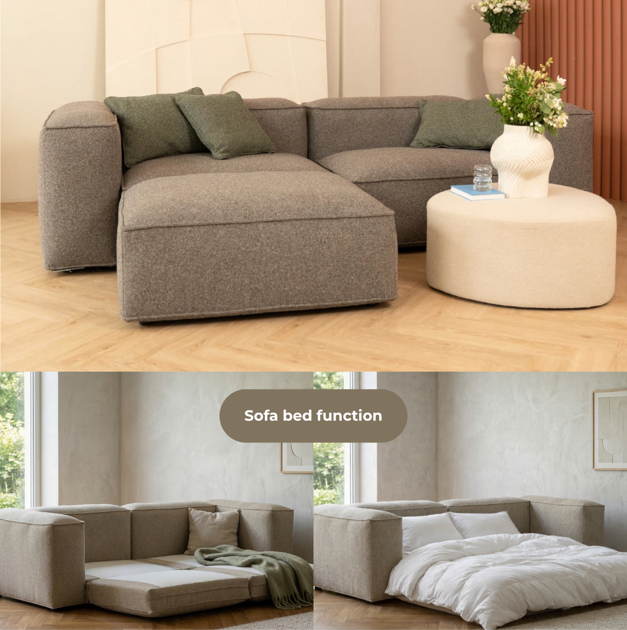 Merlot Modular Corner Sofa 3-Seater Longchair High armrests