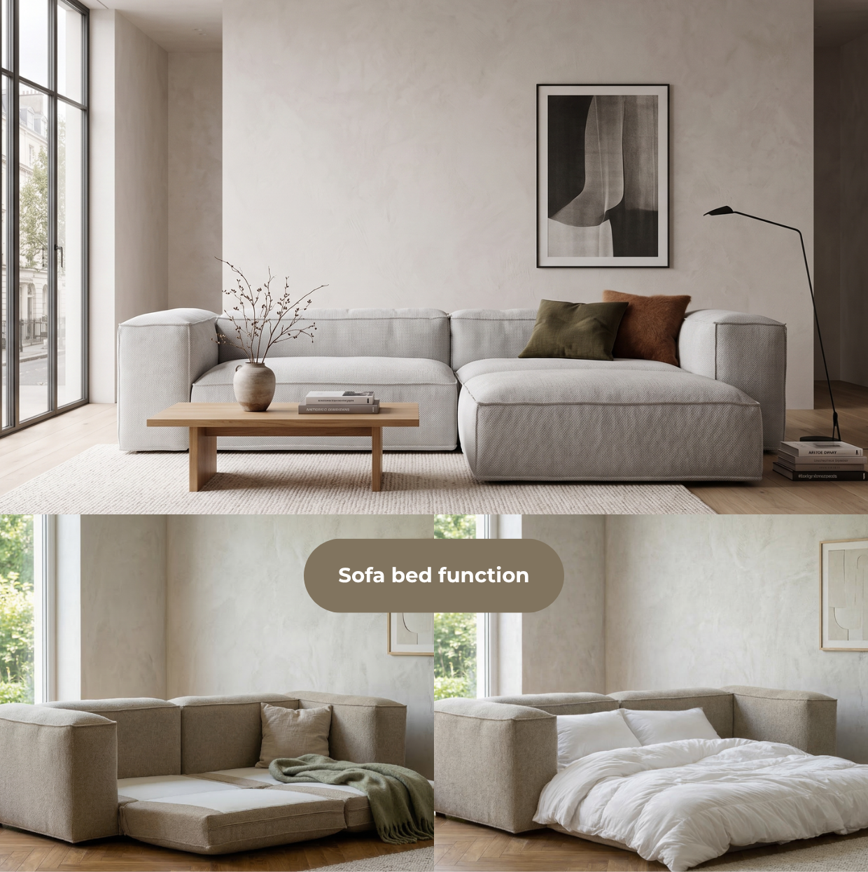 Merlot Modular Corner Sofa 3-Seater Longchair High armrests