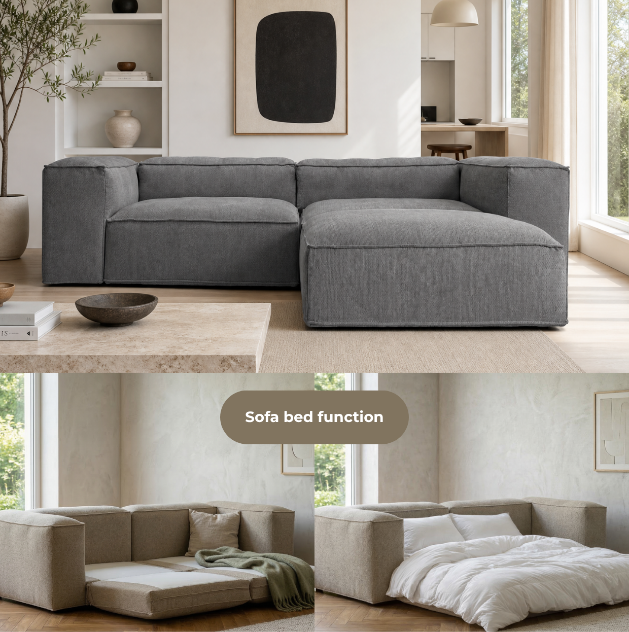 Merlot Modular Corner Sofa 3-Seater Longchair High armrests