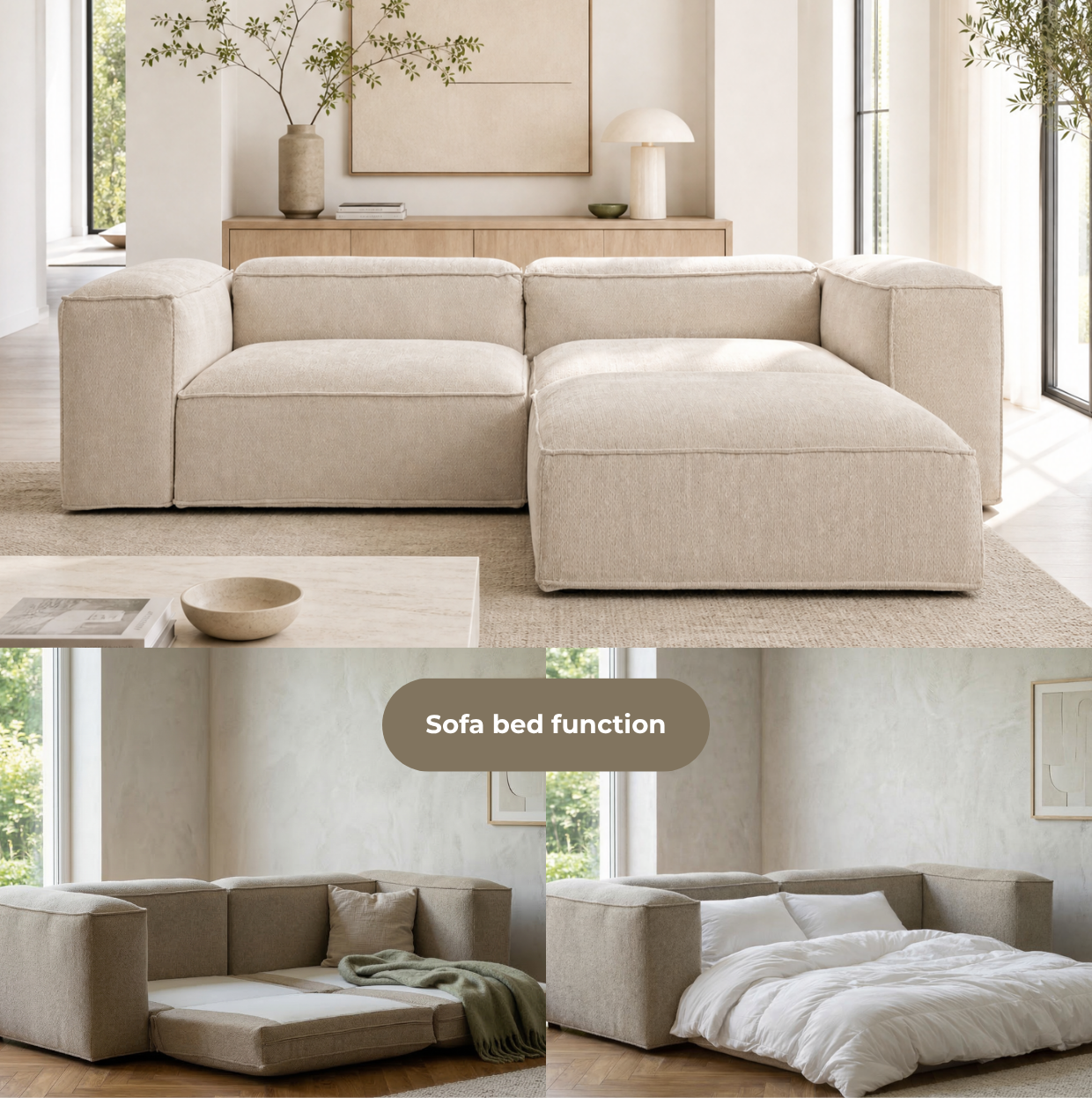 Merlot Modular Corner Sofa 3-Seater Longchair High armrests