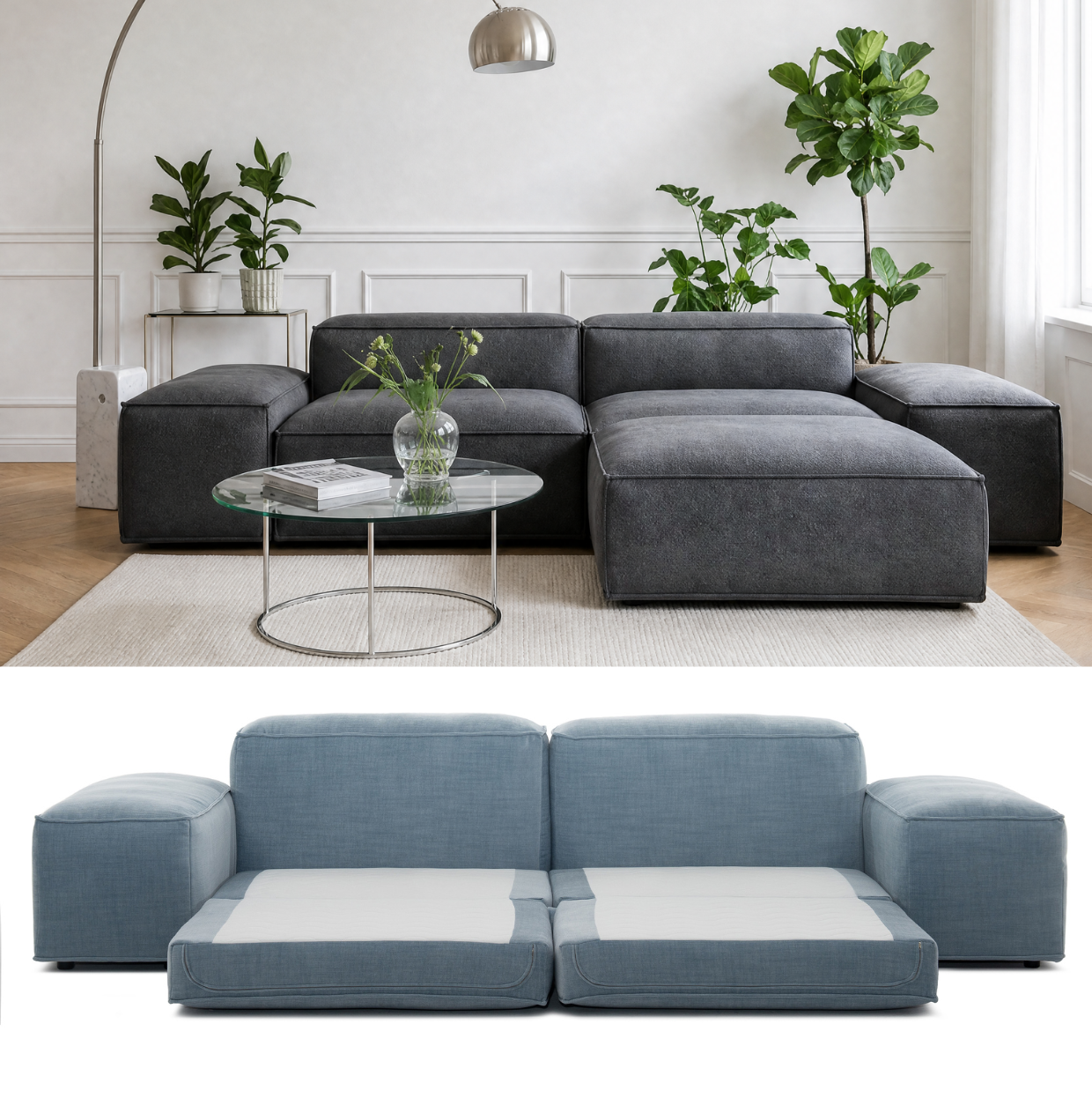 MERLOT corner sofa 3-seat low armrest — sleeping function detail, view 11