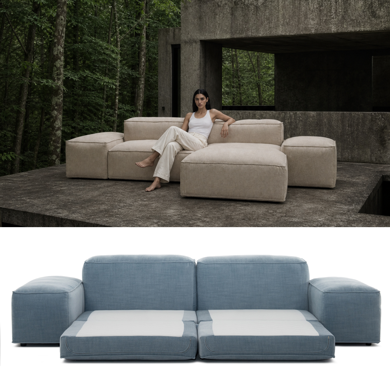 MERLOT Modular Corner Sofa 3-Seat Low Armrest | Left or Right
