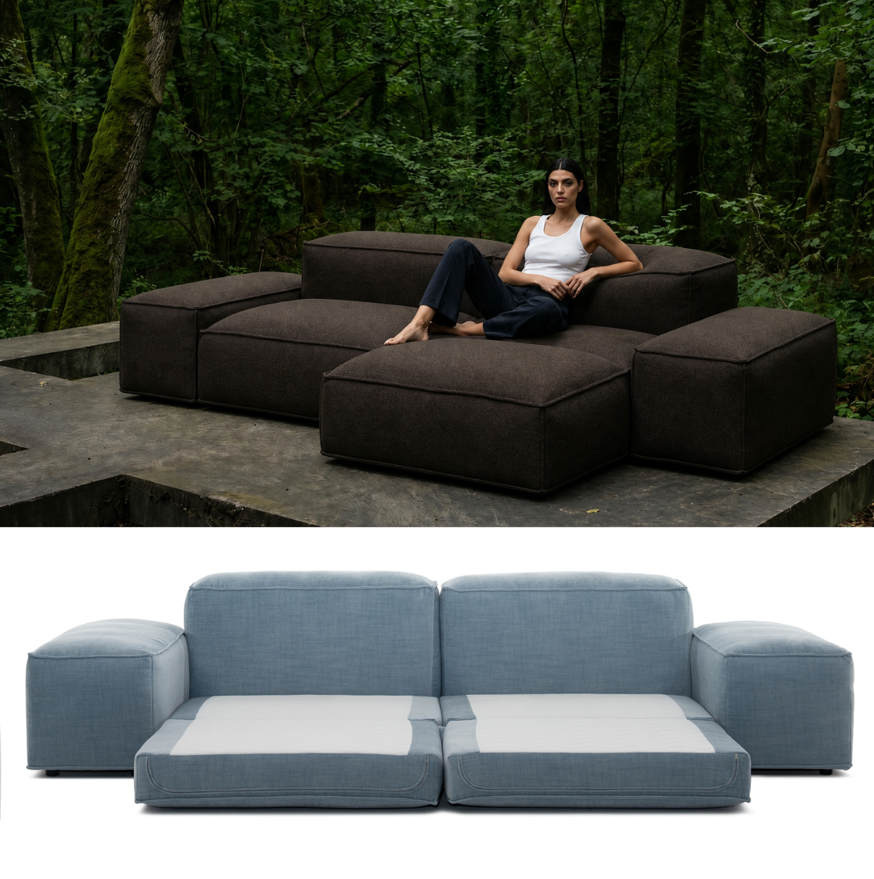 MERLOT corner sofa 3-seat low armrest — sleeping function detail, view 9